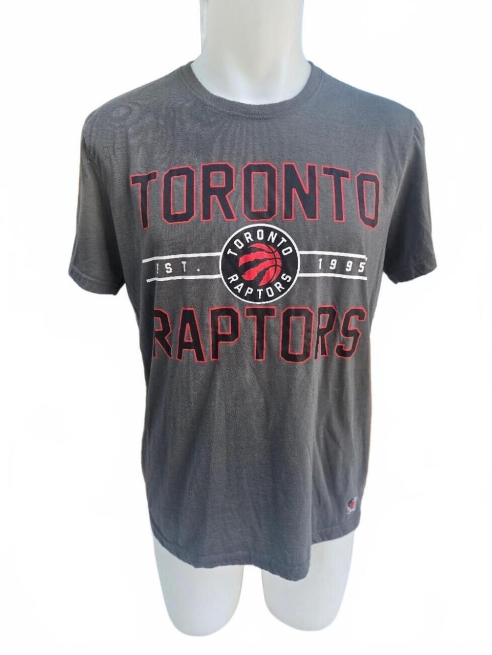 Toronto Raptors NBA Men’s Grey Graphic Tee Large Vintage Sports Y2K Streetwear